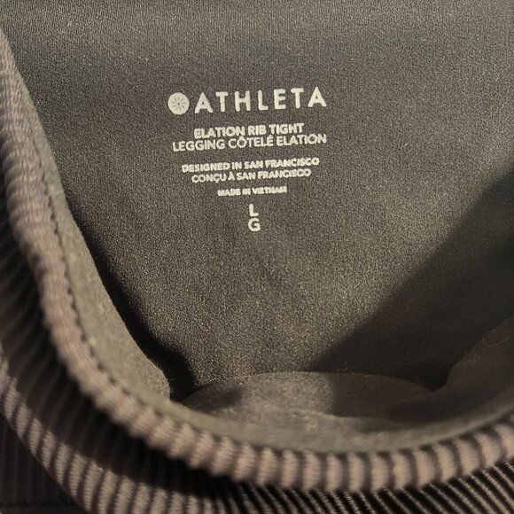 Athleta High Rise Elation Ribbed Tight, Dark Gray/Off Black, Size L - Picture 4 of 4
